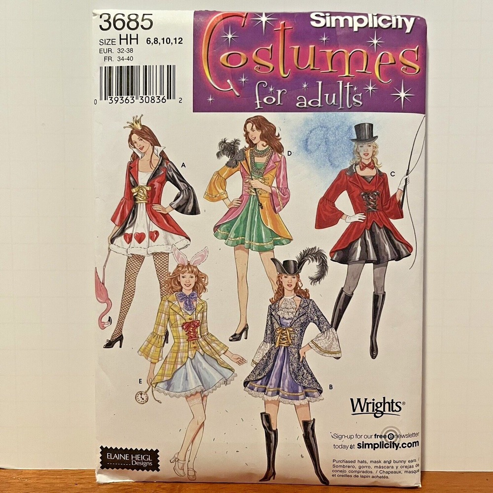 Simplicity 3685 Costume Pattern Ring Master‎ Queen of Hearts Sz RR 14-20 Uncut